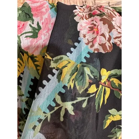 Mac Duggal Multicolor Floral Illusion Cap Sleeve Midi Dress 6 NWT #9149 Chiffon - Picture 16 of 16